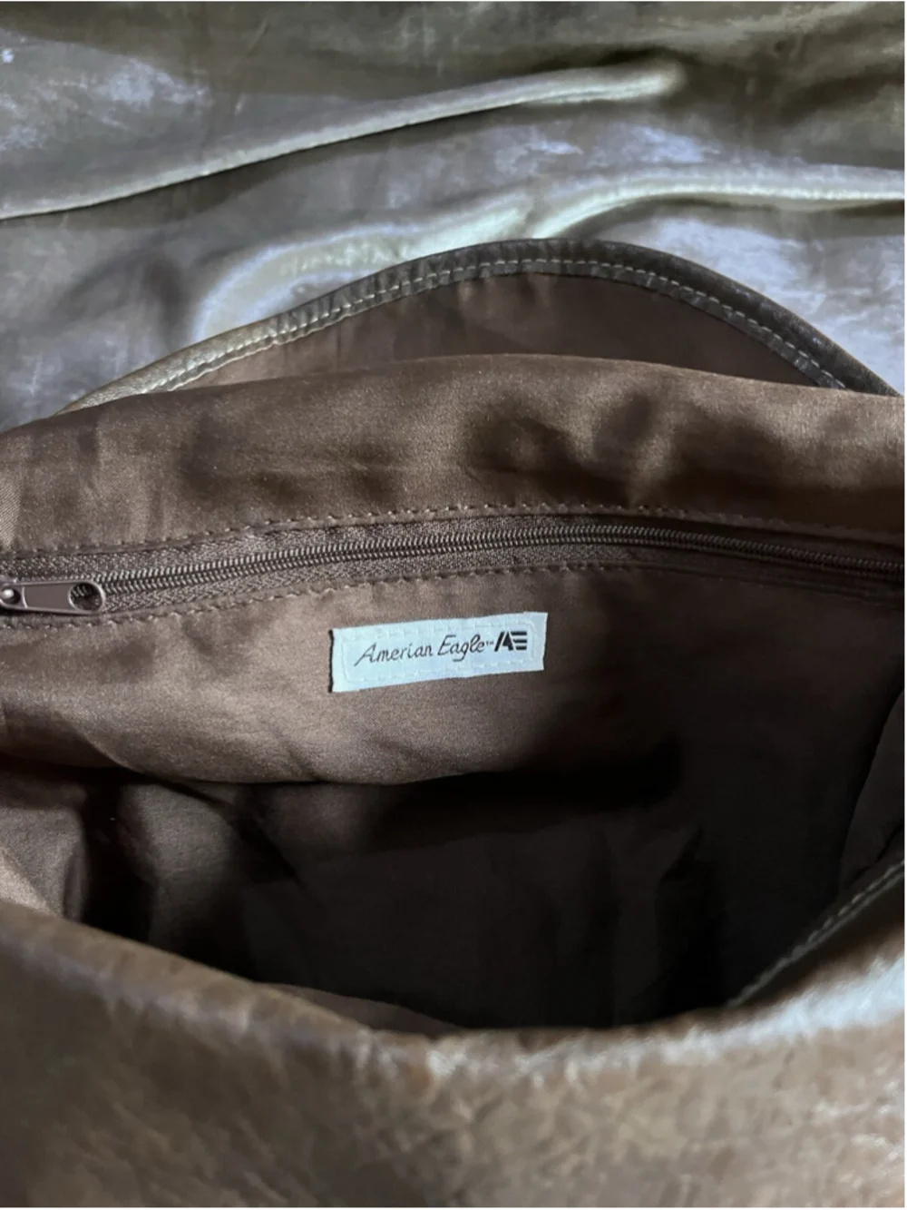 American Eagle canvas /LEATHER TYPE backpack/PURSE brown SEE PICTURES